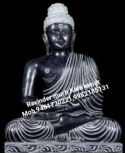 Polished Black Marble Buddha Statue, For Handmade