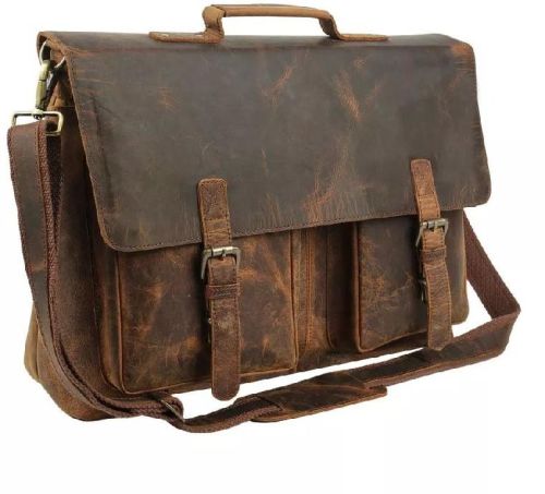 Vintage Crafts Plain Leather Crossbody Messenger Bag, Size : 18 x13 x5.5 Inch