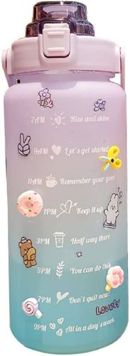 GYM Water Bottle(2 Ltr) With Time Marker & Straw.