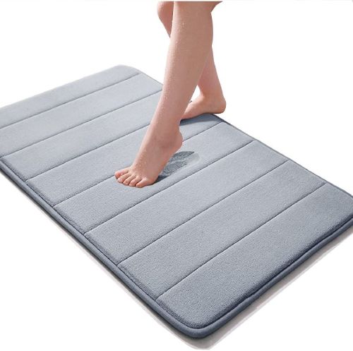 Washable Memory Foam Bathroom Door Mat With Non-Slip Rubber Back