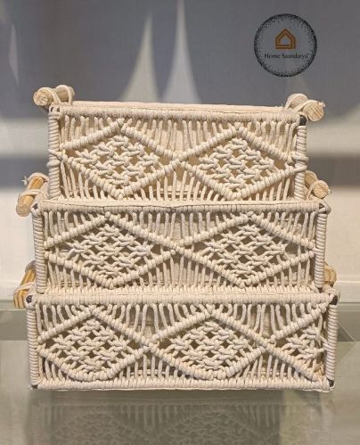 Macrame Basket Set Of 3 For Kitchen, Shopping, Multipurpose