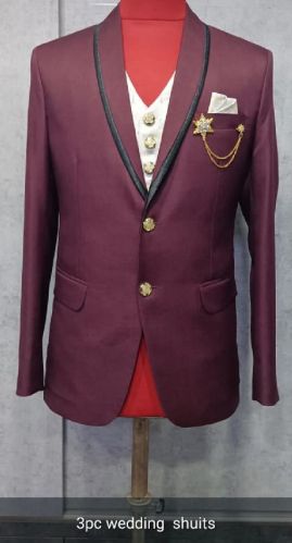 Plain Mens Maroon Wedding Suit, Feature : Attractive Designs, Comfortable, Quick Dry