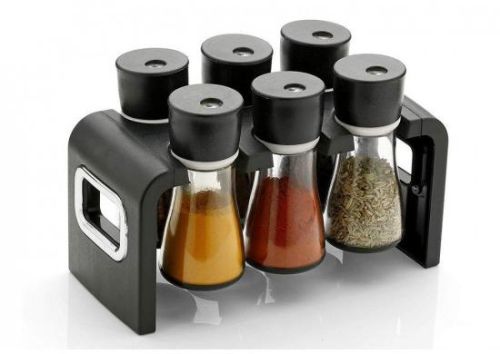 Rectangular Polished Plastic Tabletop Spice Rack, Color : Black