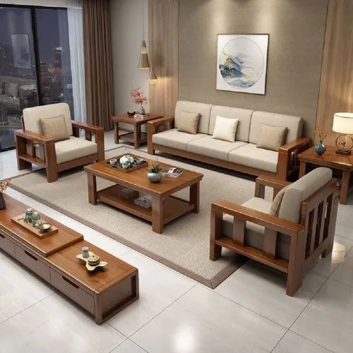 Wooden Sofa Set With Center Table