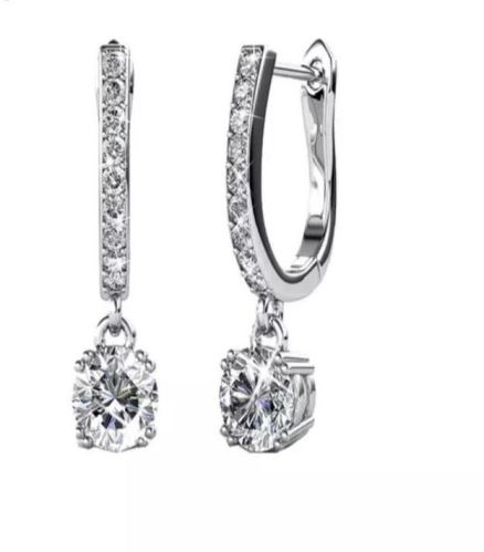 925 Sterling Silver Halo Drop Earrings, Gender : Female