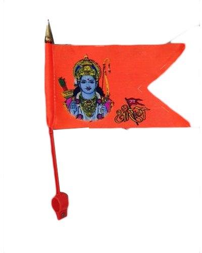 Satin Printed Shree RAM Religious Flag, Size : 6x9 Inches