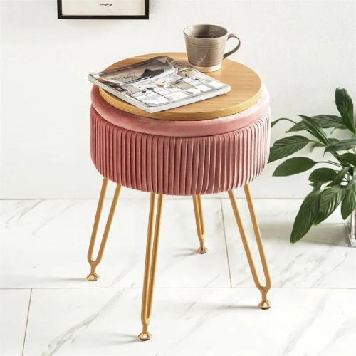 18 Tall Metal Vanity Stool, For Home, Living Room, Pattern : Plain