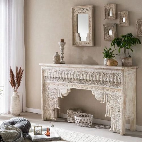 Rectangular Antique Hand Carved Console Table, Color : Natural Wood