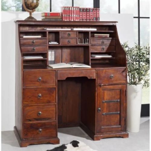 Designer Solid Wood Computer Desk With Storage & Shelves