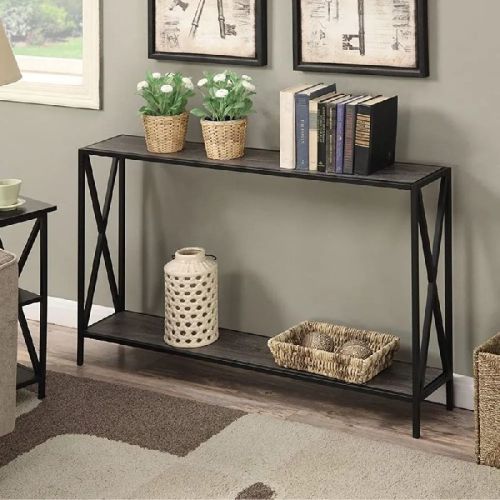 Rectangular Maroo 2- Tier Metal Console Table, For Home, Hotel