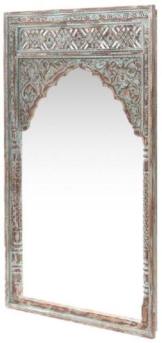 Rustic Solid Wood Hand Carved Arched Mirror Frame