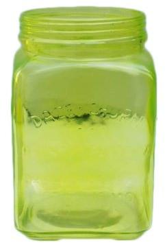 Square Colored Glass Jar, For Kitchen Storage, Color : Green