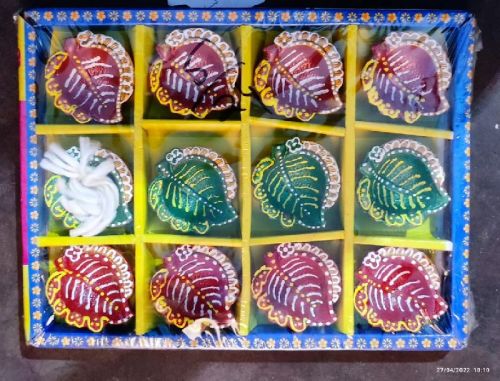 Leaf Shaped Clay Diya, For Decoration, Packaging Type : Box