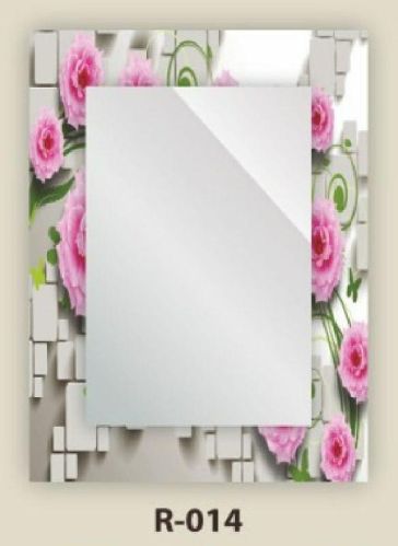 Rtile Rectangular Polished Glass R-014 Decorative Mirror, For Bathroom, Size : Standard