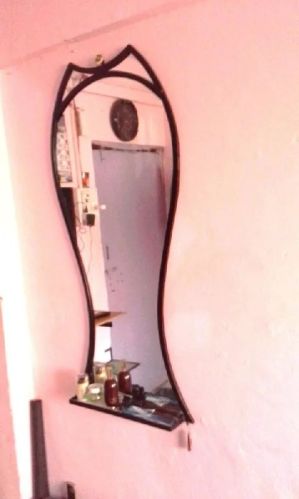 Mild Steel Wrought Iron Mirror, Color : Black Powder Coating