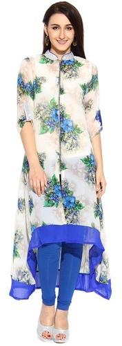 Printed Ladies Georgette Kurti, Size : M, XL, XXL, XXXL