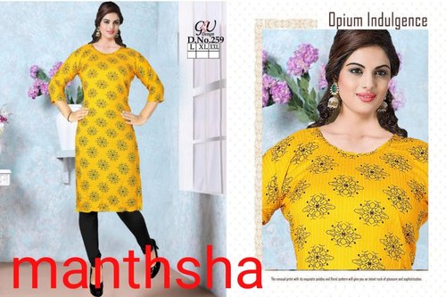 Printed Ladies Casual Kurti, Size : XL