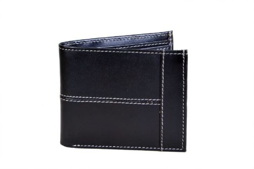 Plain Mens Black Leather Wallet, Technics : Machine Made