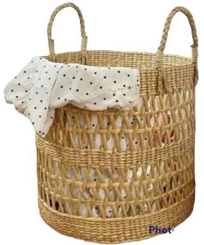 Straw Laundry Basket, Technics : Machine Made