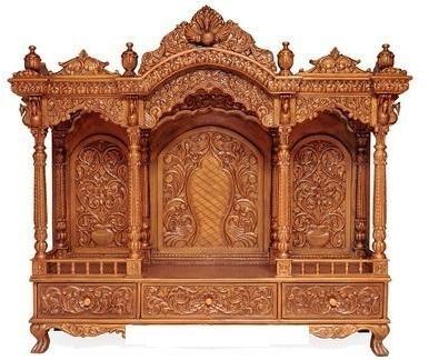 Polished Wooden Carved Temple, Color : Brown