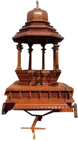 Polished Teak Wood Temple Chariot, Color : Brown