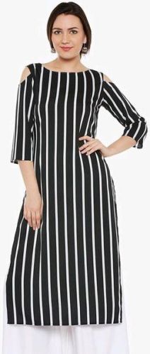 Crepe Printed Boat Neck Kurti, Occasion : Wedding Wear, Party Wear