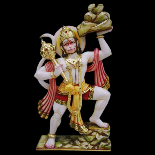 Marble Hanuman Statue, For Worship, Temple, Pattern : Painted