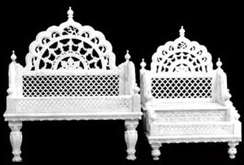 Polished Carved Marble Singhasan, Size : Standard