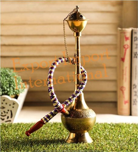 Brass Decorative Hookah, Color : Gold