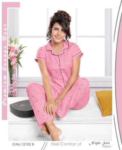 RAYON Printed DESIGNER NIGHT SUITS, Size : Medium, Large, XL, XXL