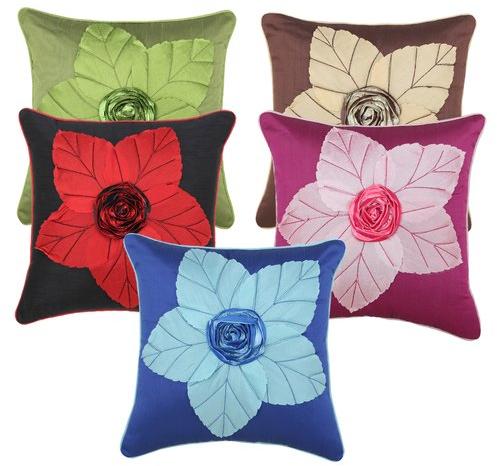 Desi Kapda Square Silk Embroidery Cushion Covers, For Home, Size : 16*16 Inch