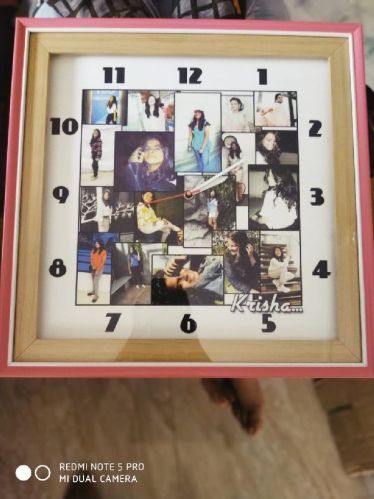 Printed Polished Wooden Customized Clock Photo Frame, Packaging Type : Carton Box