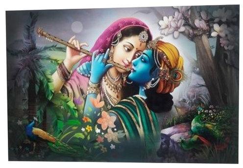 Radha Krishna Paper Religious Wall Poster, Size : 10x15 Inch