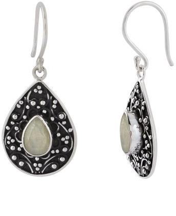 Oxidized Moonstone Earring, Color : Silver