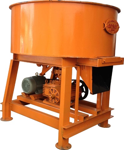 Semi-Automatic Mild Steel Concrete Pan Mixer, For Construction, Color : Orange