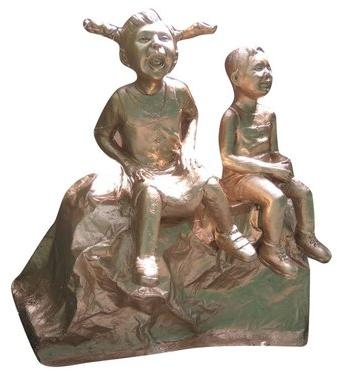 Polished Brass Children Statue, Color : Golden