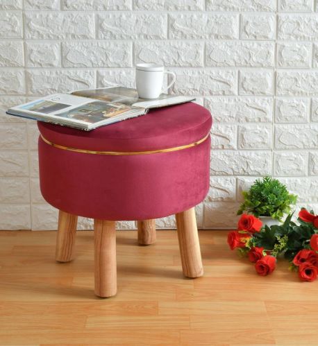 Shadow Kart Round Holland Velvet Designer Pouf Stool, Size : 16x16x17 Inch