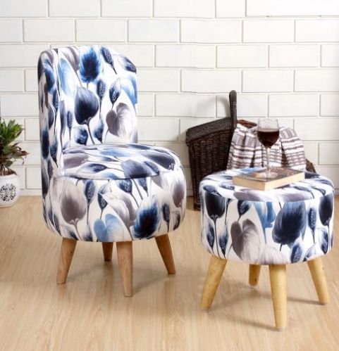 Shadow Kart Round Holland Velvet Pouf Chair and Stool