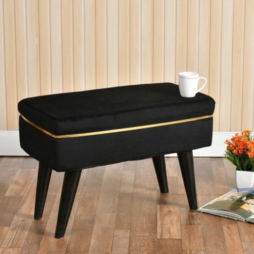 Plain Holland Velvet Rectangle Pouf Ottoman, Technics : Machine Made