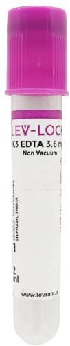 LEVRAM LEV-LOCK K3 EDTA NON VACCUM BLOOD COLLECTION TUBE