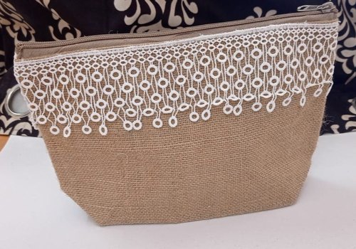 Fancy Jute Pouch, Closure Type : Zipper