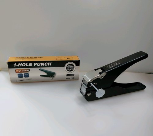 Metal Plain 1 Hole Paper Punch, Color : Black