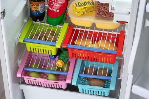 Rectangular Plastic Adjustable Fridge Storage Basket