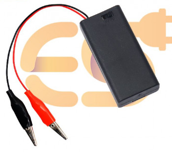 Aa 2 Cell Battery Holder Hard Plastic Alligator Clip Cover Case