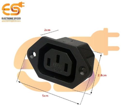 C15 10A 250V Panel Mount 3 Pin Female Inlet Module Power Supply Socket
