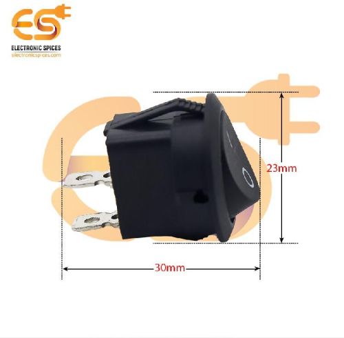 KCD1 T125 6A 250V AC Round Black Color 2 Pins SPST Small Plastic Rocker Switches