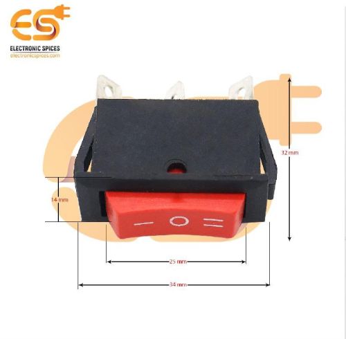 KCD3 15A 250V AC Red Color 3 Pin SPCO Heavy Duty Plastic Rocker Switch