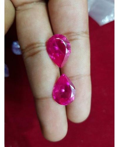 Synthetic Ruby Gemstone, Shape : Pear