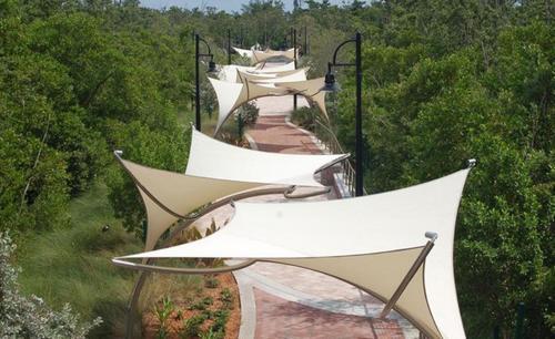 Pyramid Modular PVDF Walkway Covering Tensile Structure, For House, Color : White