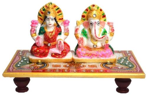 Marble Laxmi Ganesh Idol With Chowki, For Worship, Packaging Type : Carton Box